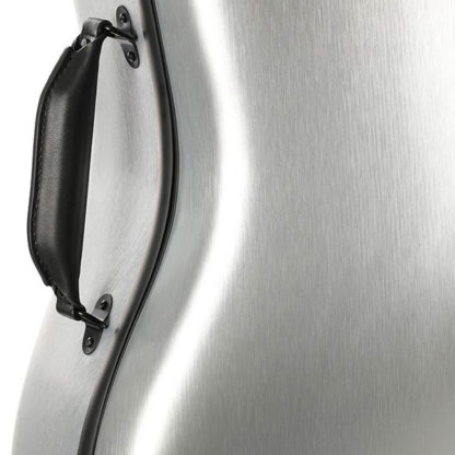 Cellokoffer Starter in geborsteld zilver (detail handgreep)