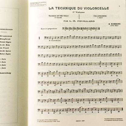 L.R. Feuillard La Technique du Violoncelle Volume 1