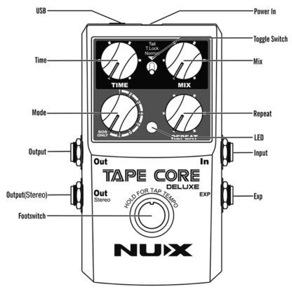 NUX Tape Core Deluxe delay pedaal cello