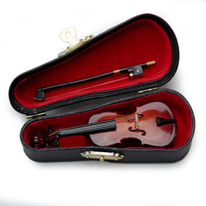 Cello miniatuur met strijkstok en koffer