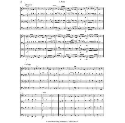 3e Suite G mineur uit "Stricturae Viola di Gambicae" David Funck voor 4 celli cello ensemble