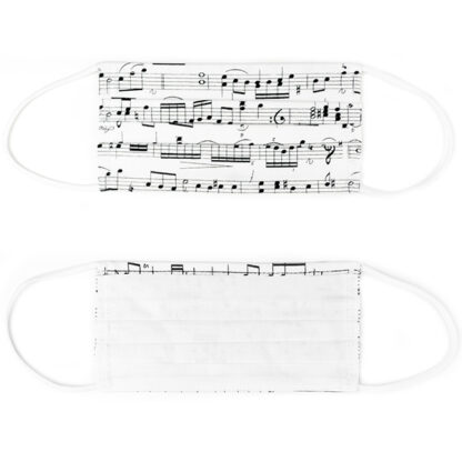 Mondkapje wasbaar wit met muzieknoten bladmuziek notenbalken