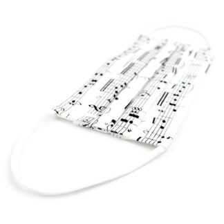 Mondkapje wasbaar wit met muzieknoten bladmuziek notenbalken