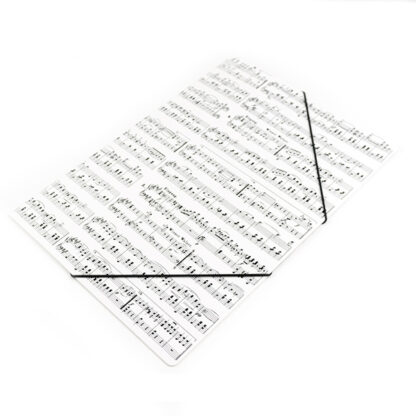 Elastomap tekenmap wit met bladmuziek notenbalken elastiek
