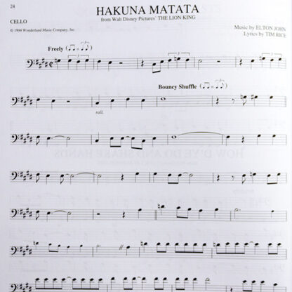 Big Book of Disney Songs Cello, met 72 composities van Walt Disney filmmuziek