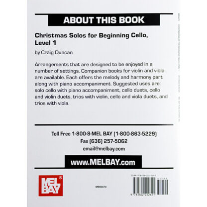 Christmas Solos for Beginning Cello Level 1 (Craig Duncan) Building Excellence Series