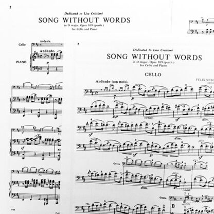Song without Words Dmaj opus 109 Mendelssohn cello en piano