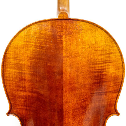 Detail achterblad La Lutherie D'Art Stradivarius Antique cello te koop in de cellowinkel