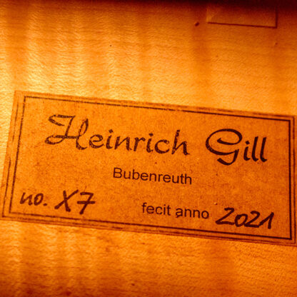 Cello 4/4 Heinrich Gill Carcassi model detail etiket 2021