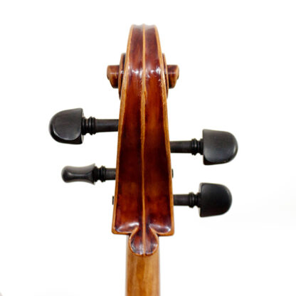 Cello door T. Perry & W. Wilkinson (Dublin, Ierland, 1808) detail cellokrul stemmechanieken sleutelhuis