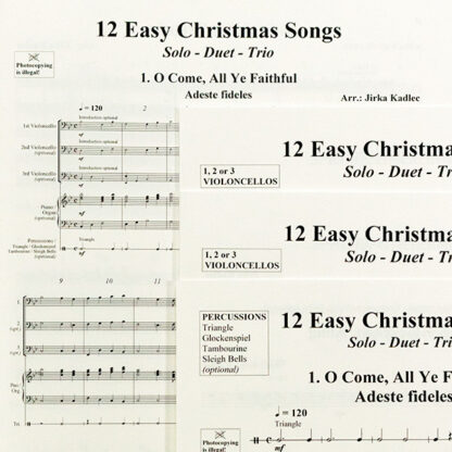 12 Easy Christmas Songs - solo duo trio cello's piano
