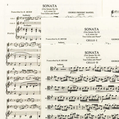 Sonata (Trio Sonata No.16) in Gm, Opus 2, No.8 twee cello's en piano G.F. Handel